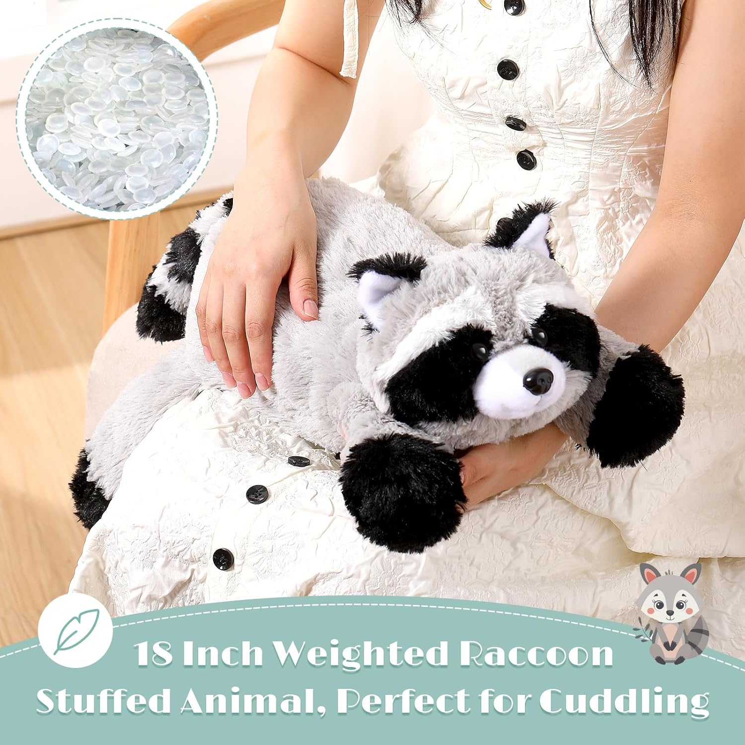HyDren 18 Inch Raccoon Plush Pillow