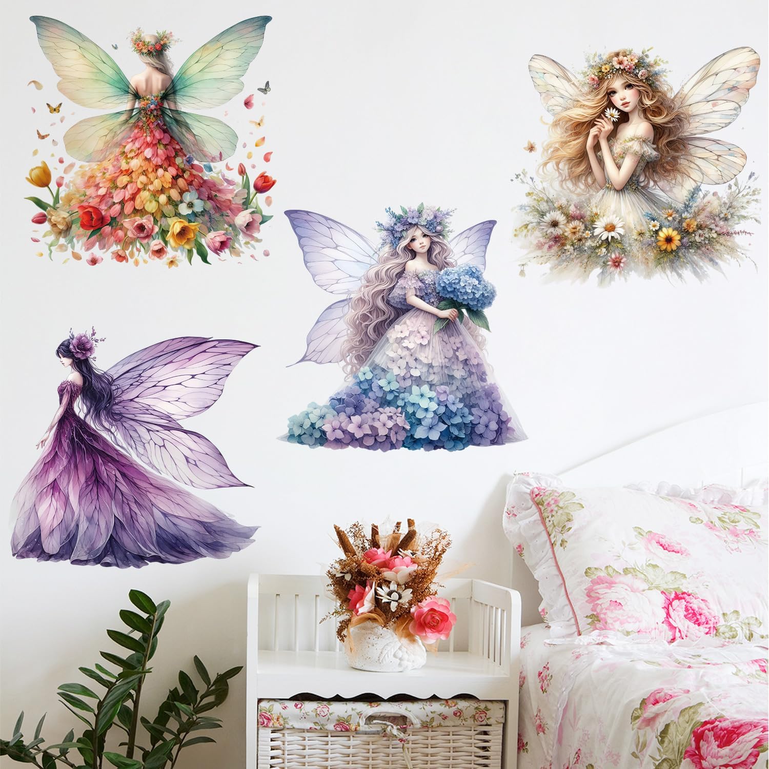 2 Sheets Removable Butterfly Girl Wall Decals