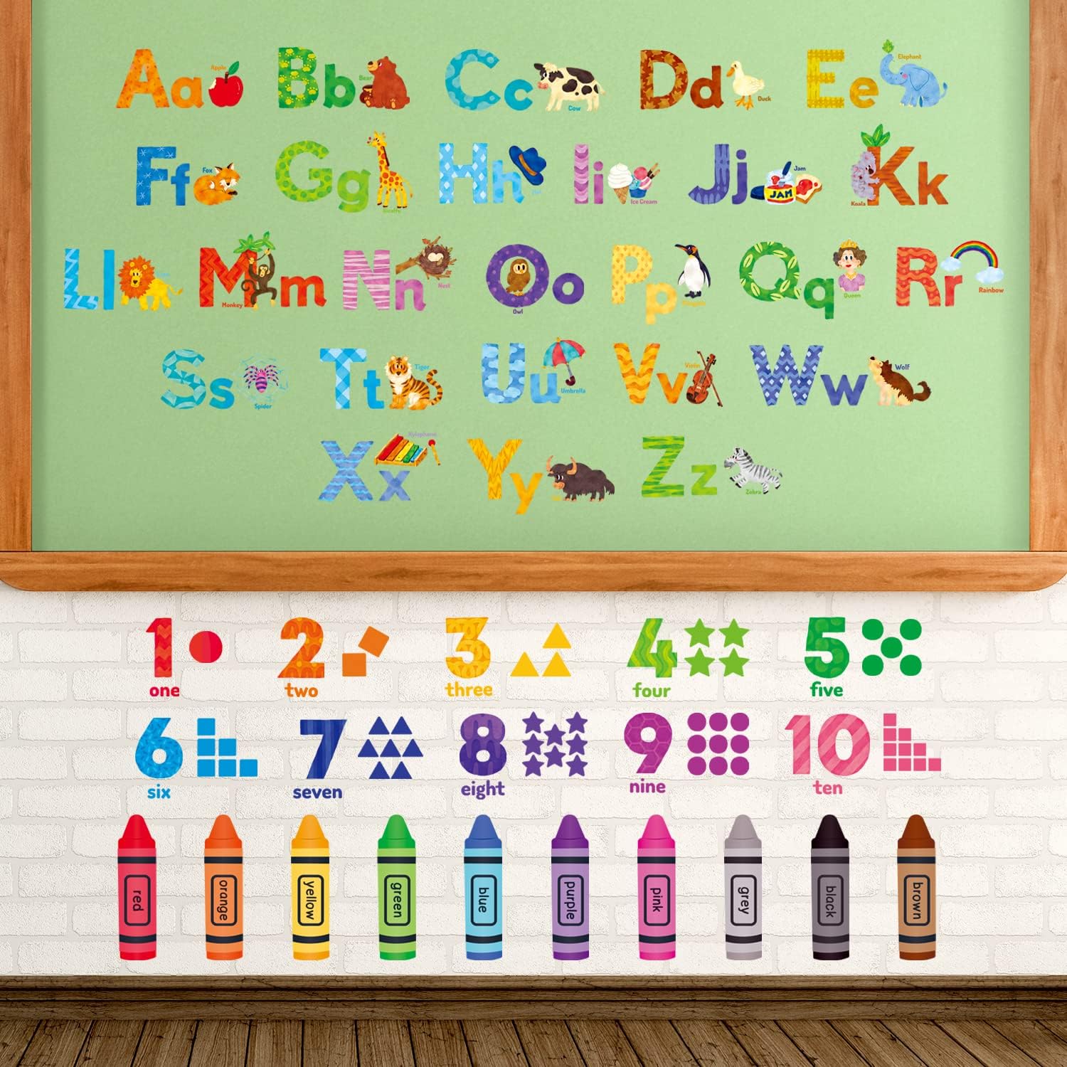 DECOWALL Animal Alphabet Numbers Wall Stickers