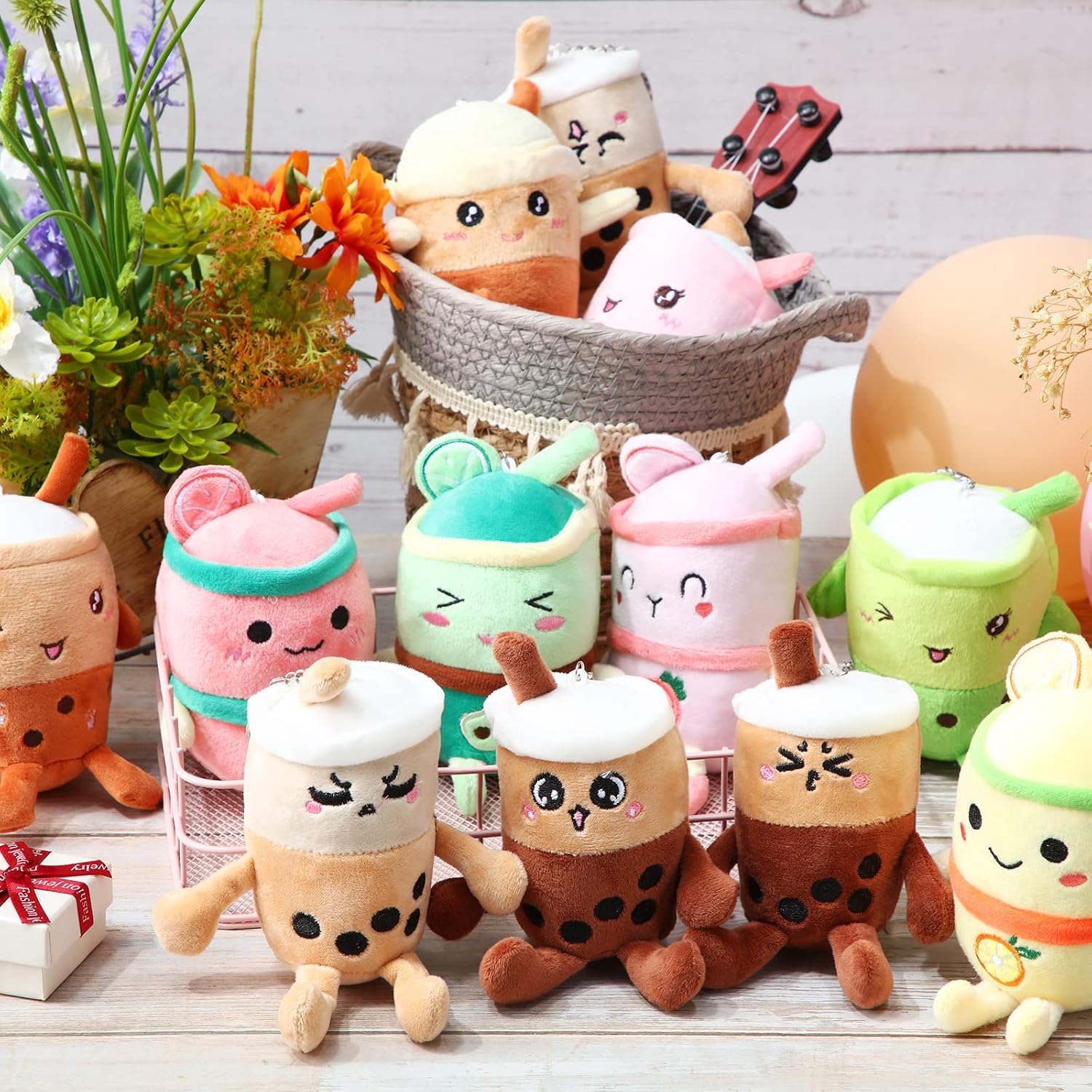 Zhanmai 12 Pack 5 Inch Bubble Tea Plush Pillow Keychain