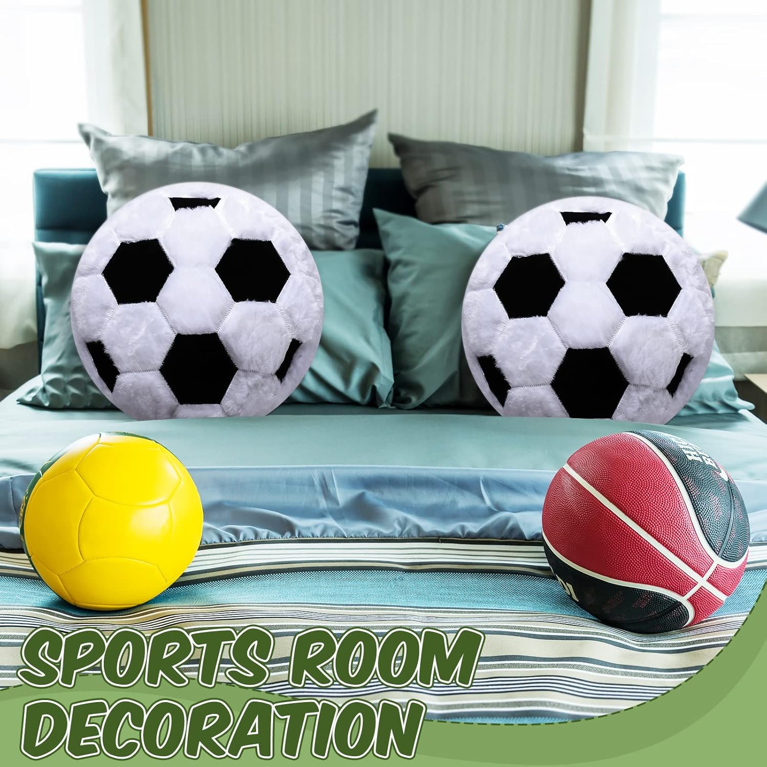 Jetec Soccer Shaped Plush Pillow Set