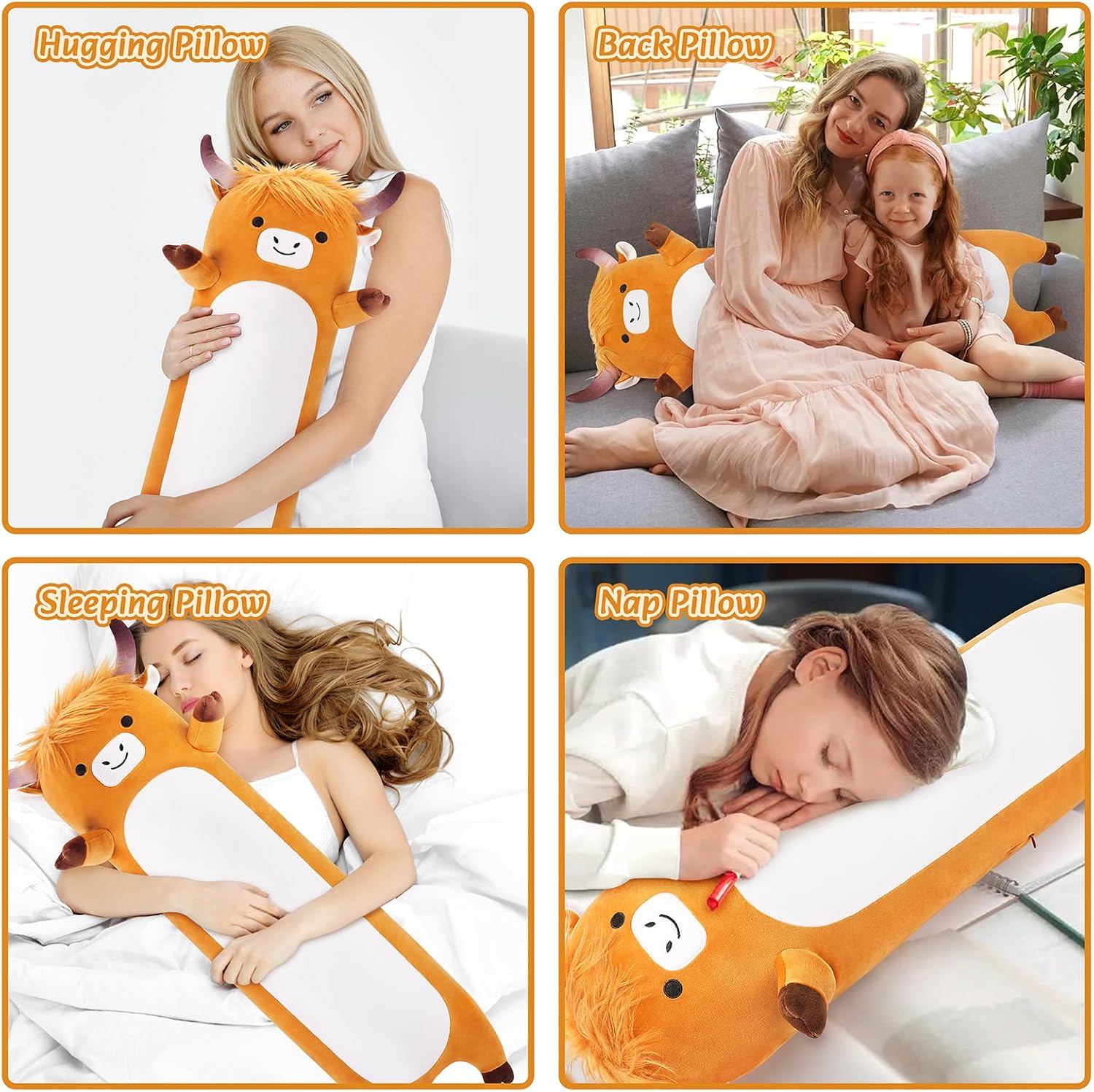 Large Highland Cow Plush Pillow