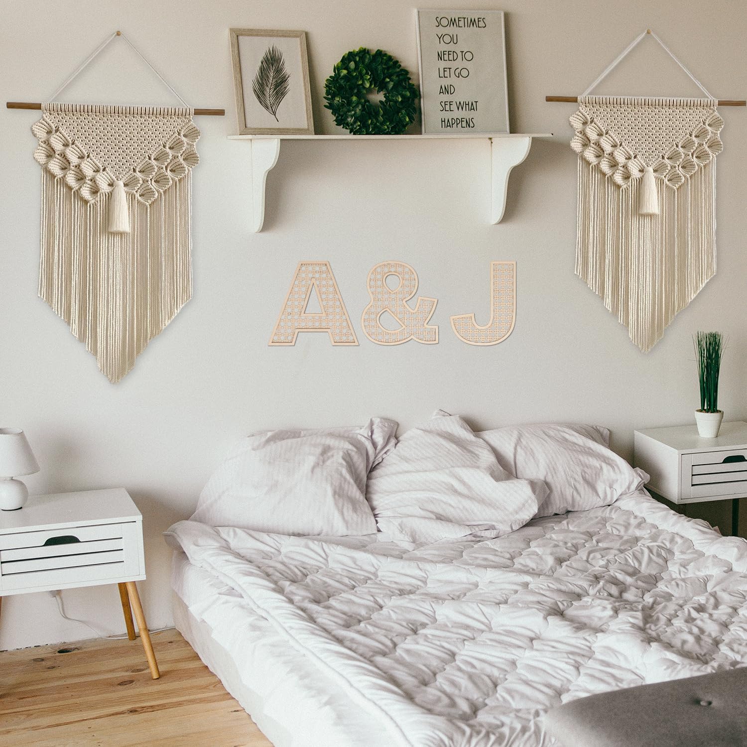 8 Inch Wooden Rattan Letter A Wall Decor