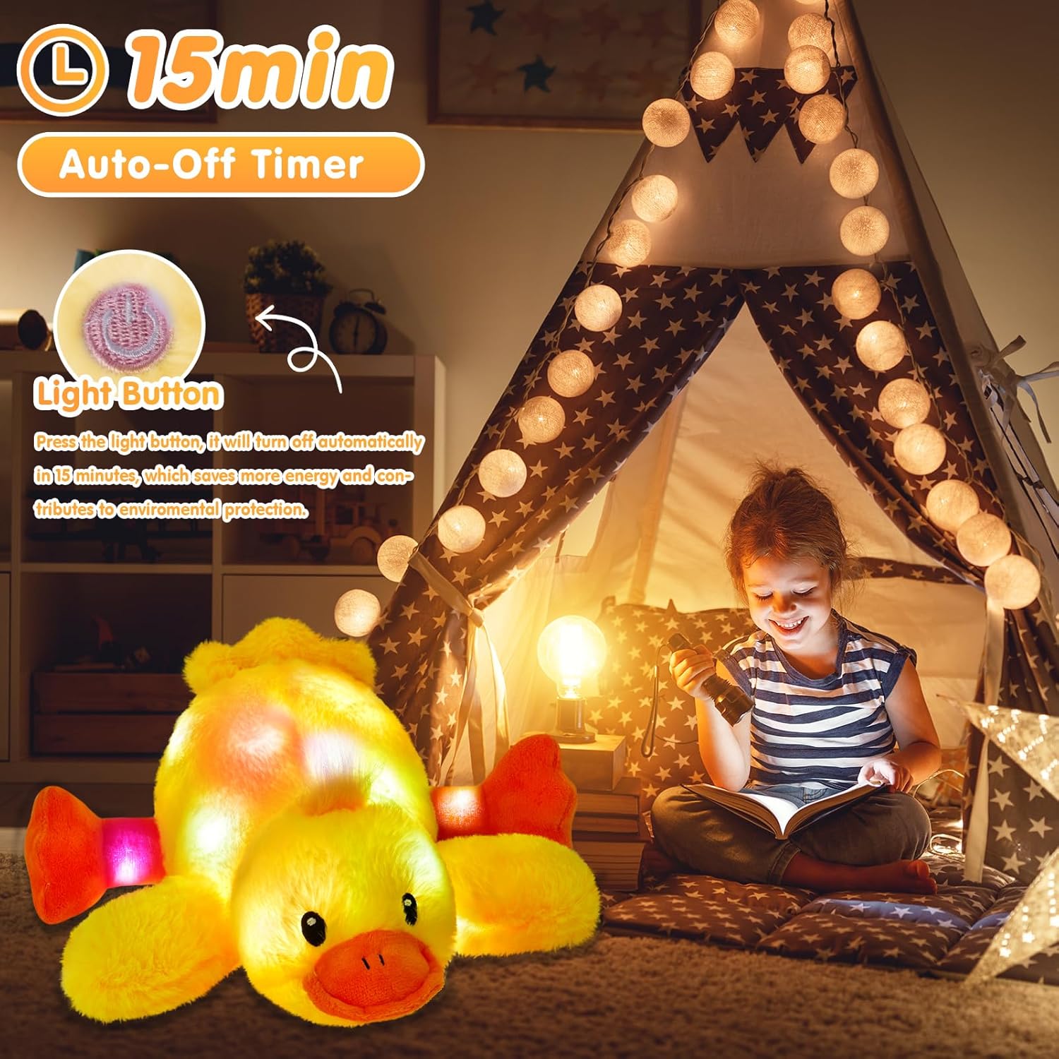 Glow Guards 12 Inch LED Duck Plush Pillow