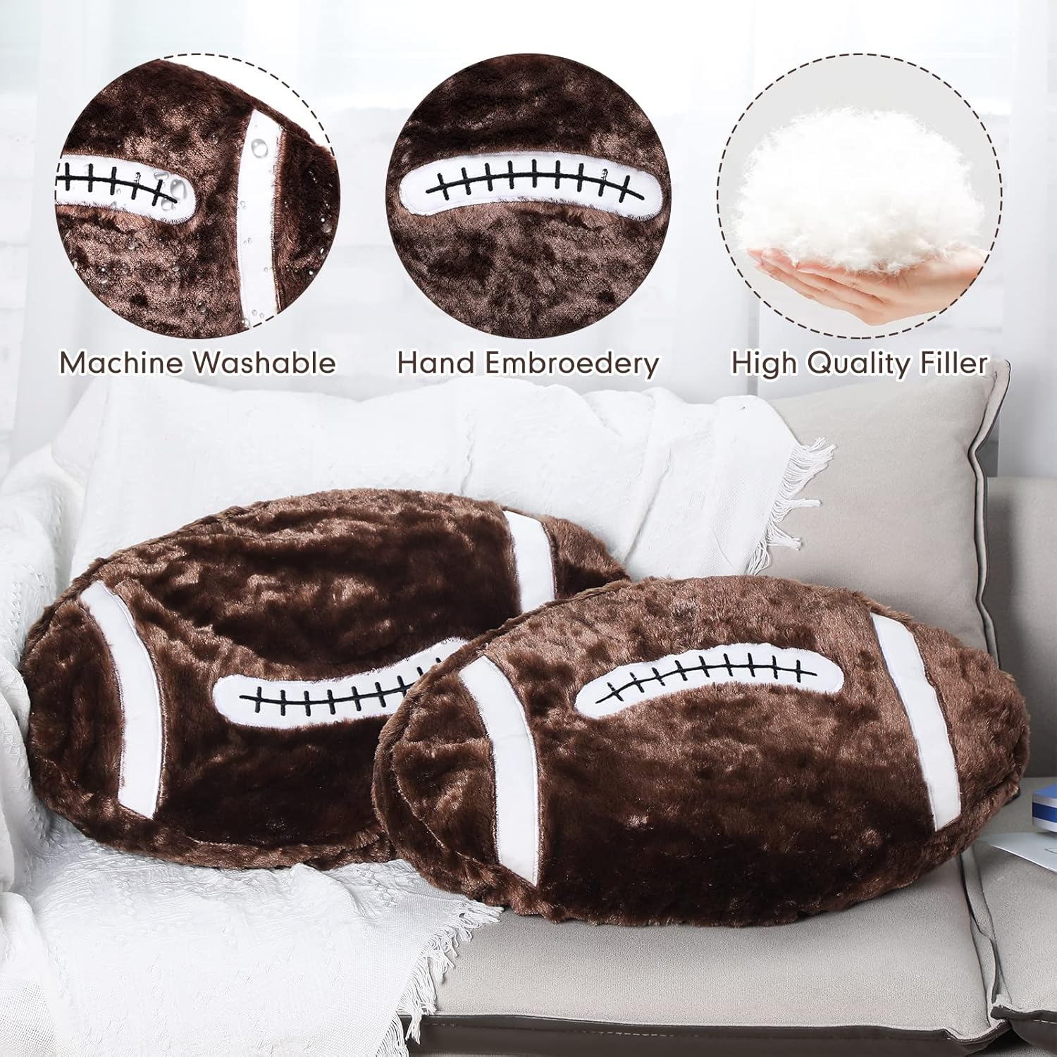 Jetec Football Shaped Plush Pillow Set