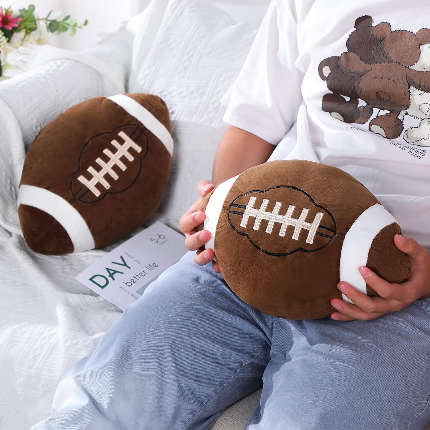 HyDren 2 Pc Plush Football Pillows