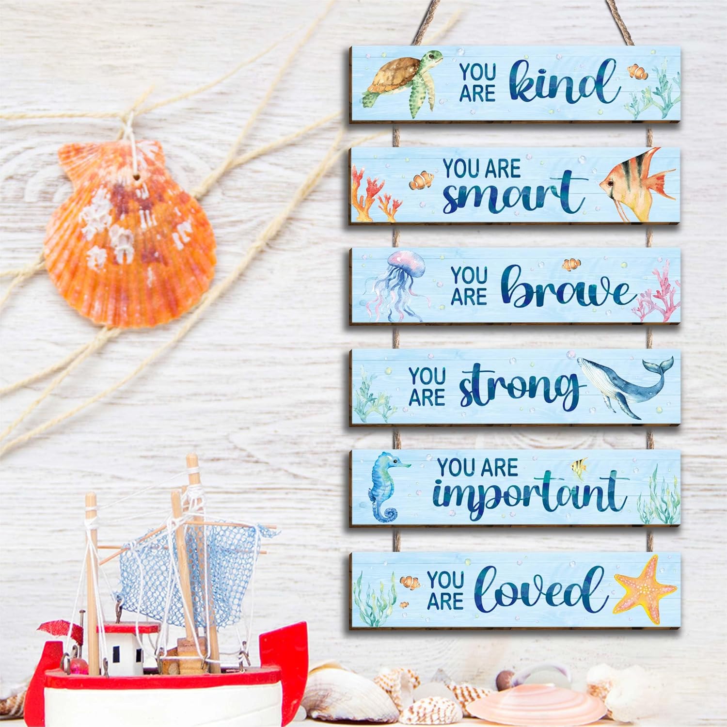 6 Pcs Ocean Decor Wall Plaques for Kids Room