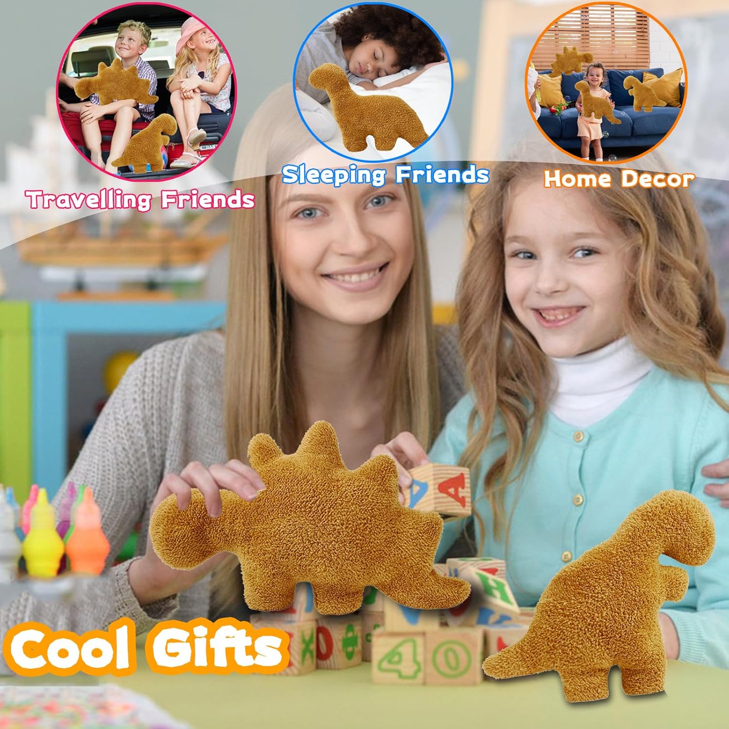 3 Pack Dino Nugget Plush Pillows