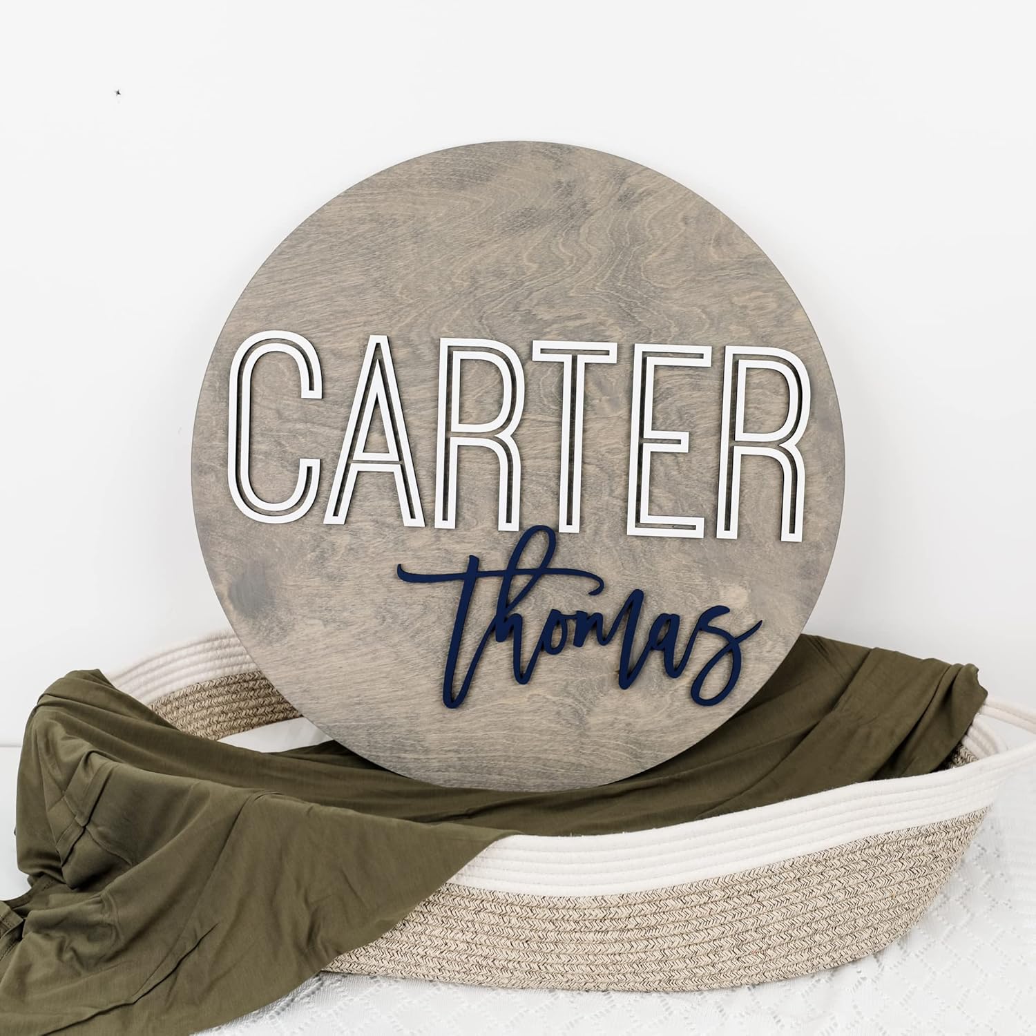 Custom Round Nursery Name Sign 3D Wall Art for Kids Room