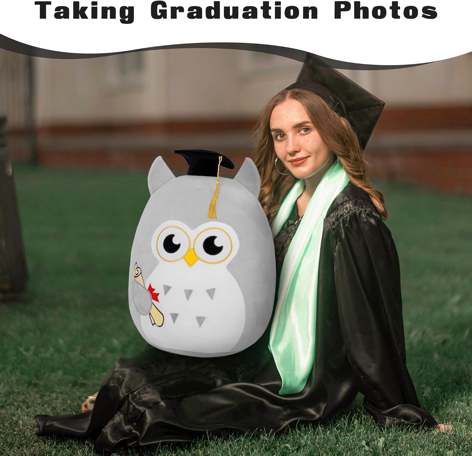 Graduation Plush Owl Pillow Toy for Her Girlfriend Lover Kids