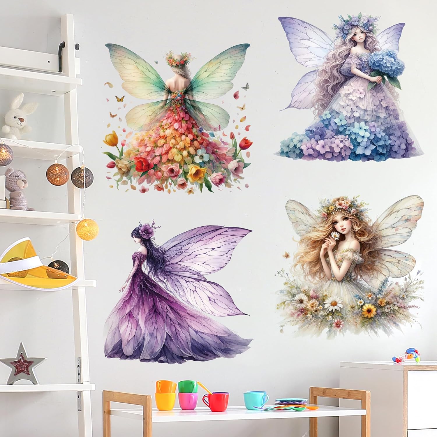 2 Sheets Removable Butterfly Girl Wall Decals