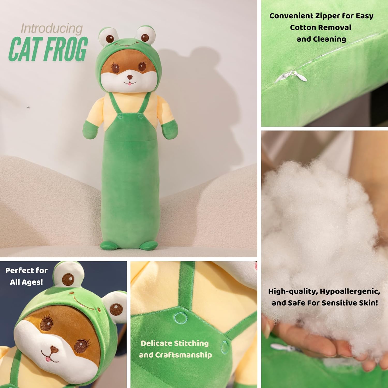 Cute Frog Plush Pillow 248 Hugging Toy for Anxiety and Sleep