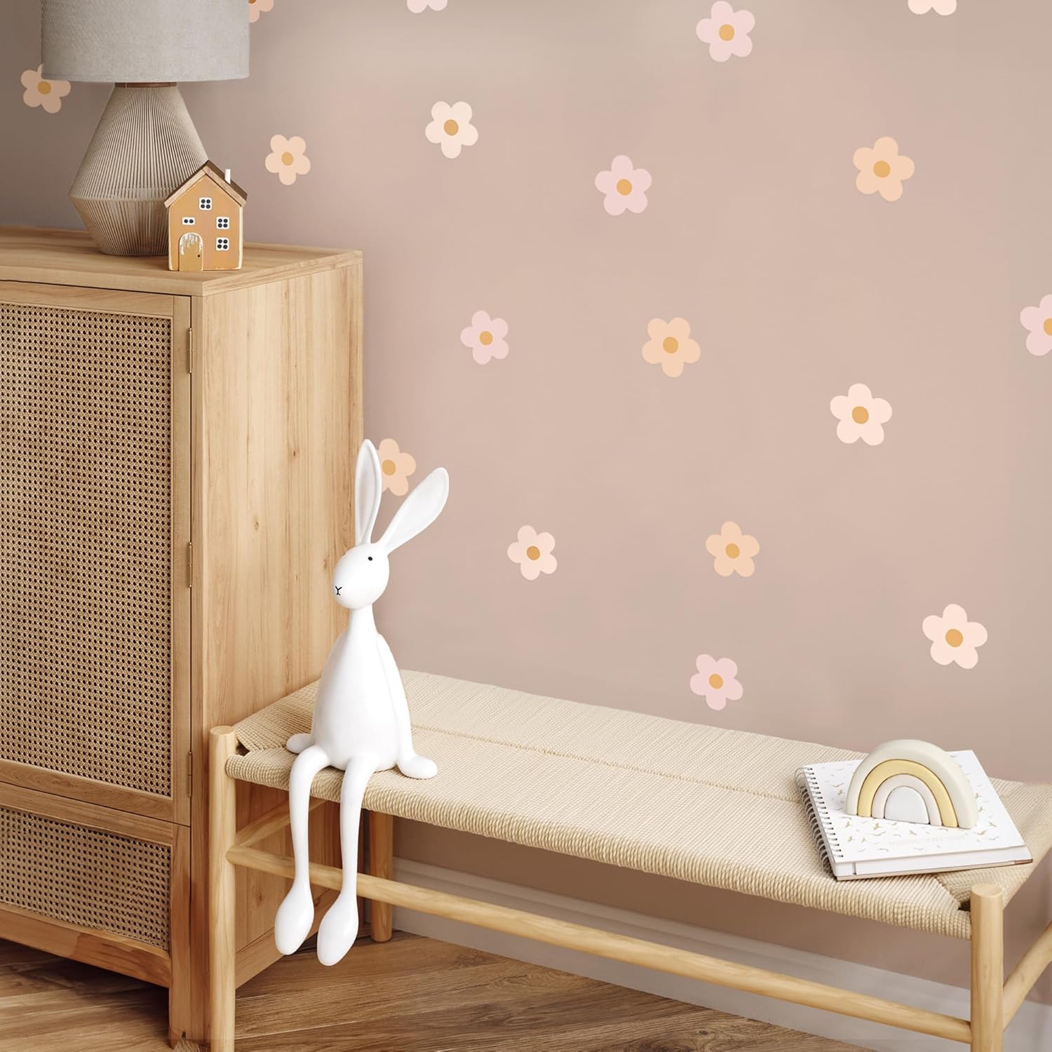 Daisy Blush Pink Boho Wall Stickers for Kids