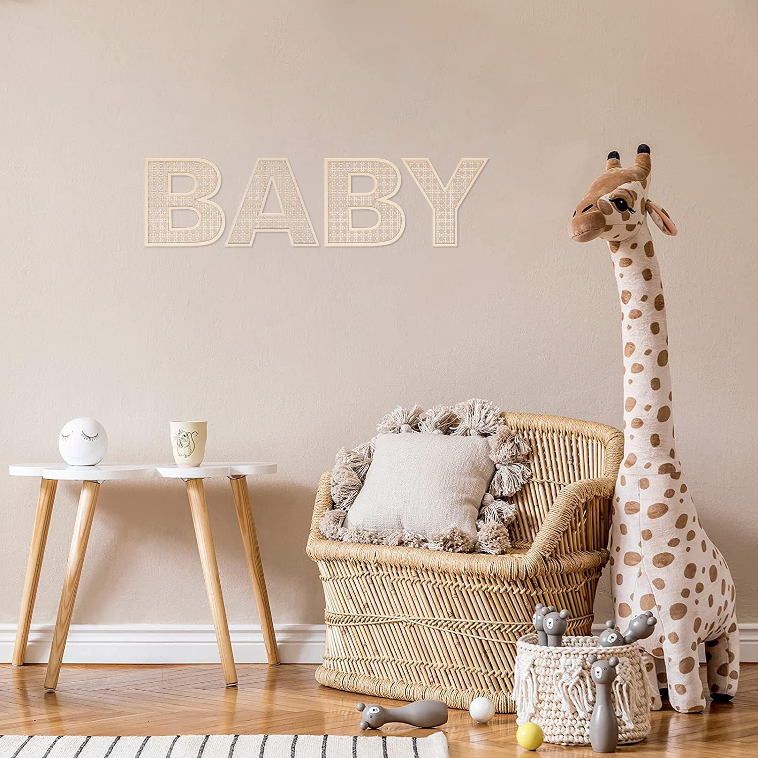 8 Inch Wooden Rattan Letter A Wall Decor