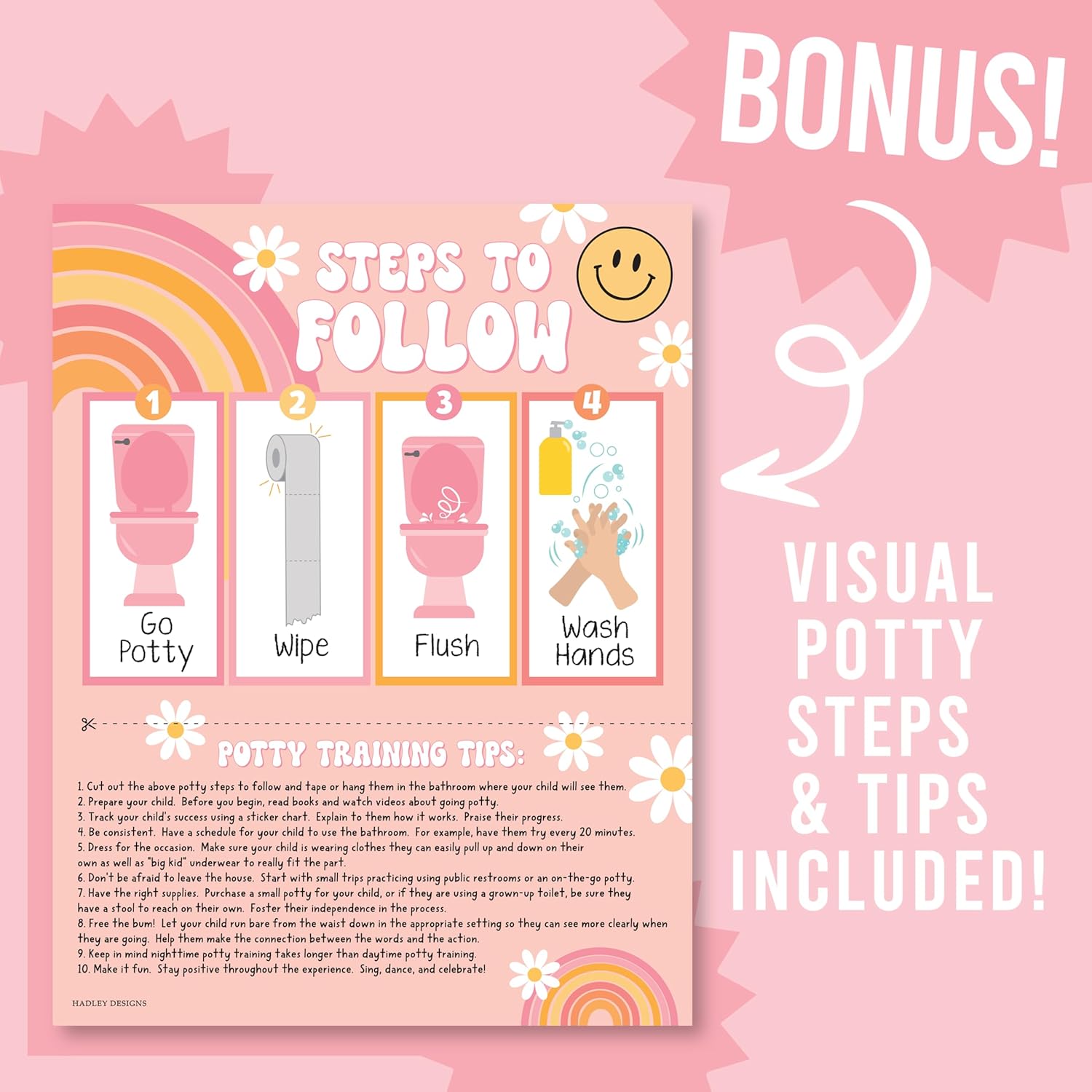 Hadley Designs Retro Potty Training Chart for Toddler Girls 1