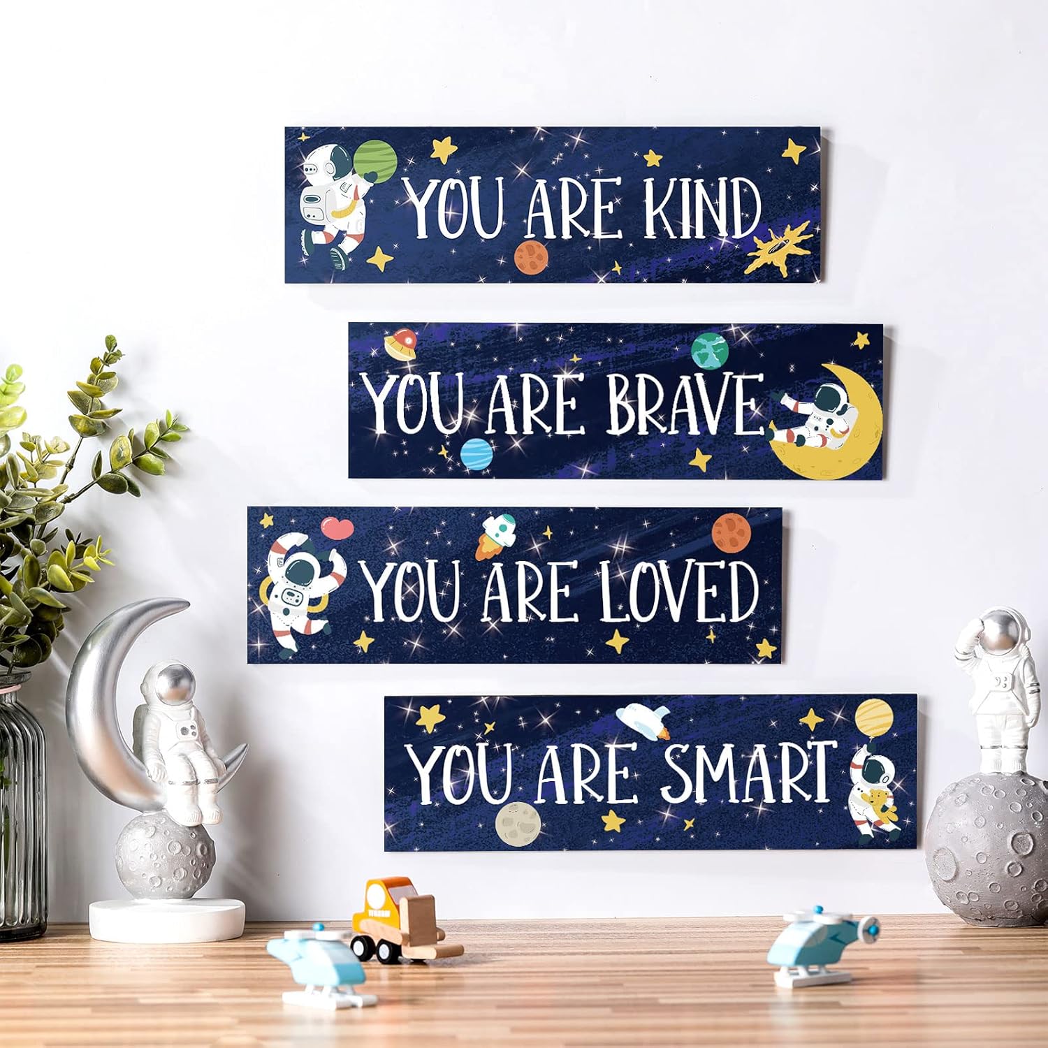 Yookeer 4 Pcs Space Room Decor for Kids Boys