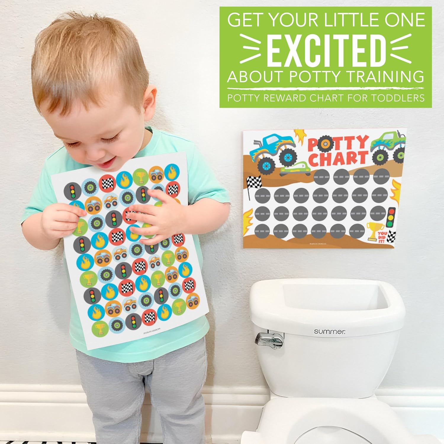 Hadley Designs Potty Training Chart for Toddlers Boys