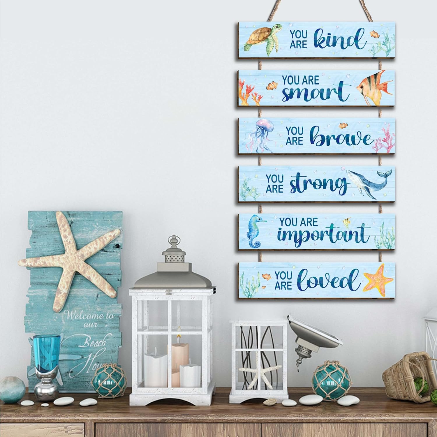 6 Pcs Ocean Decor Wall Plaques for Kids Room