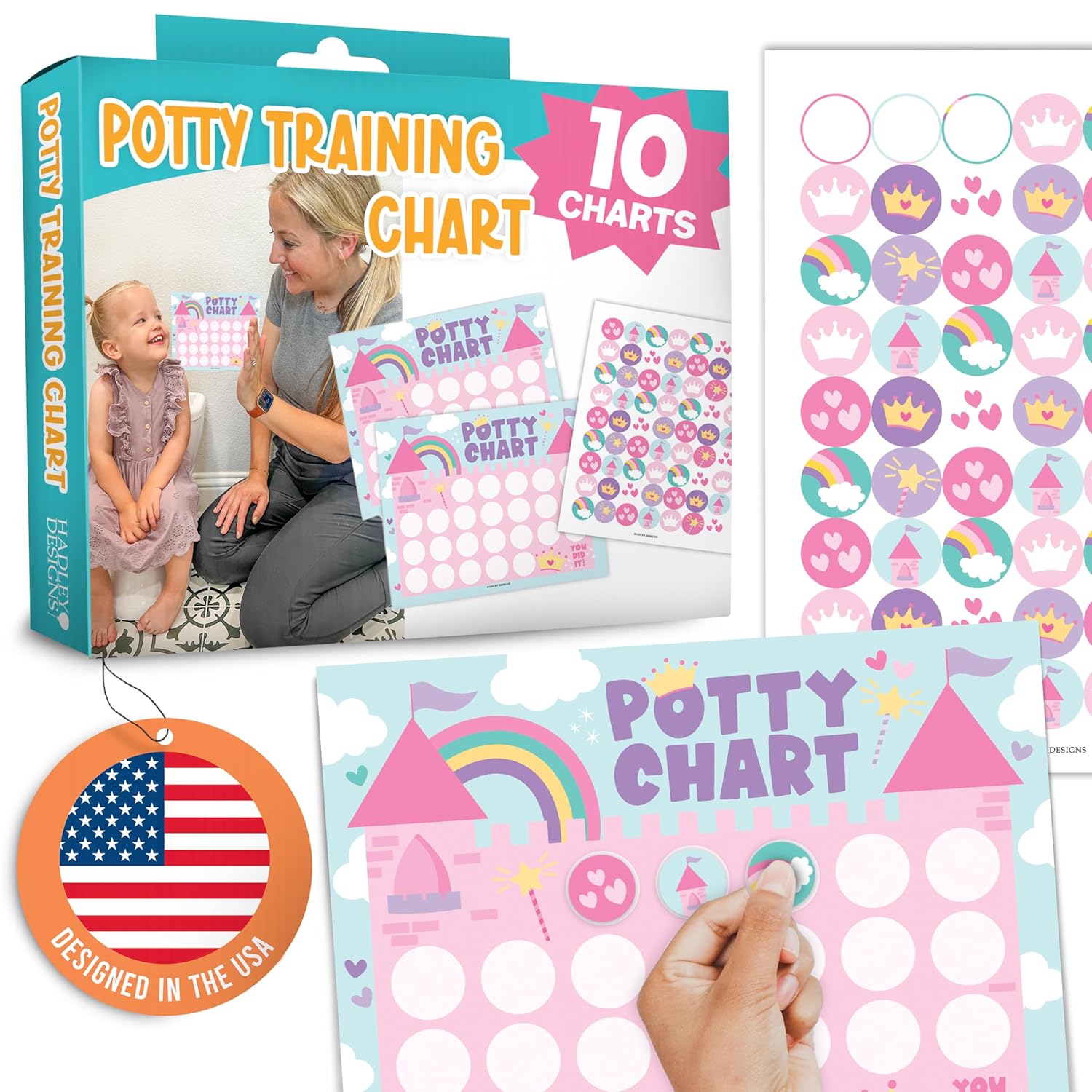 Hadley Designs Princess Potty Training Chart for Girl