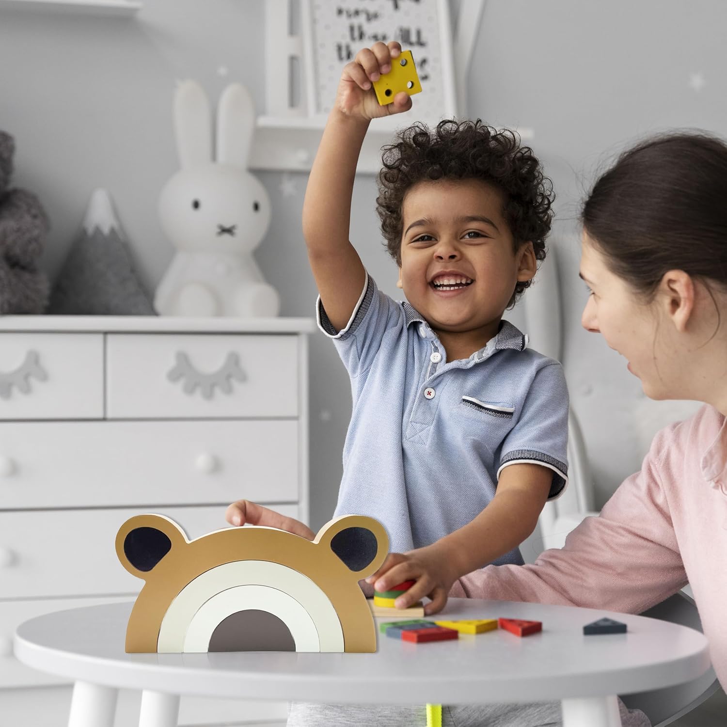 Wooden Bear Rainbow Decor for Nursery Room