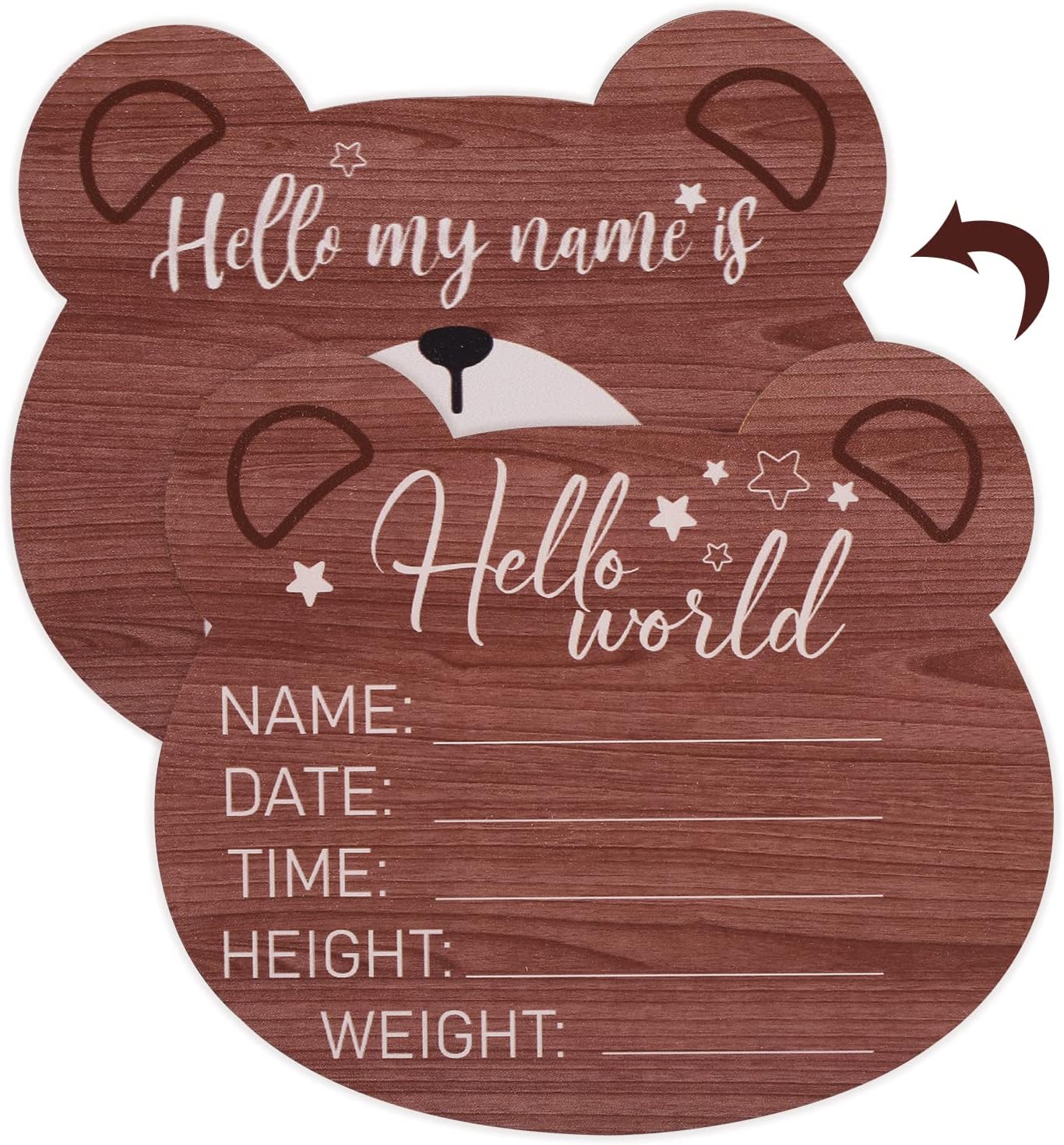 Wooden Baby Announcement Plaque With Bear Shape