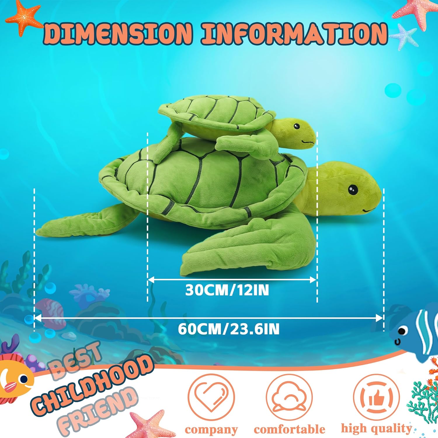 Giant Turtle Plush Animal 24 Inch Soft Pillow