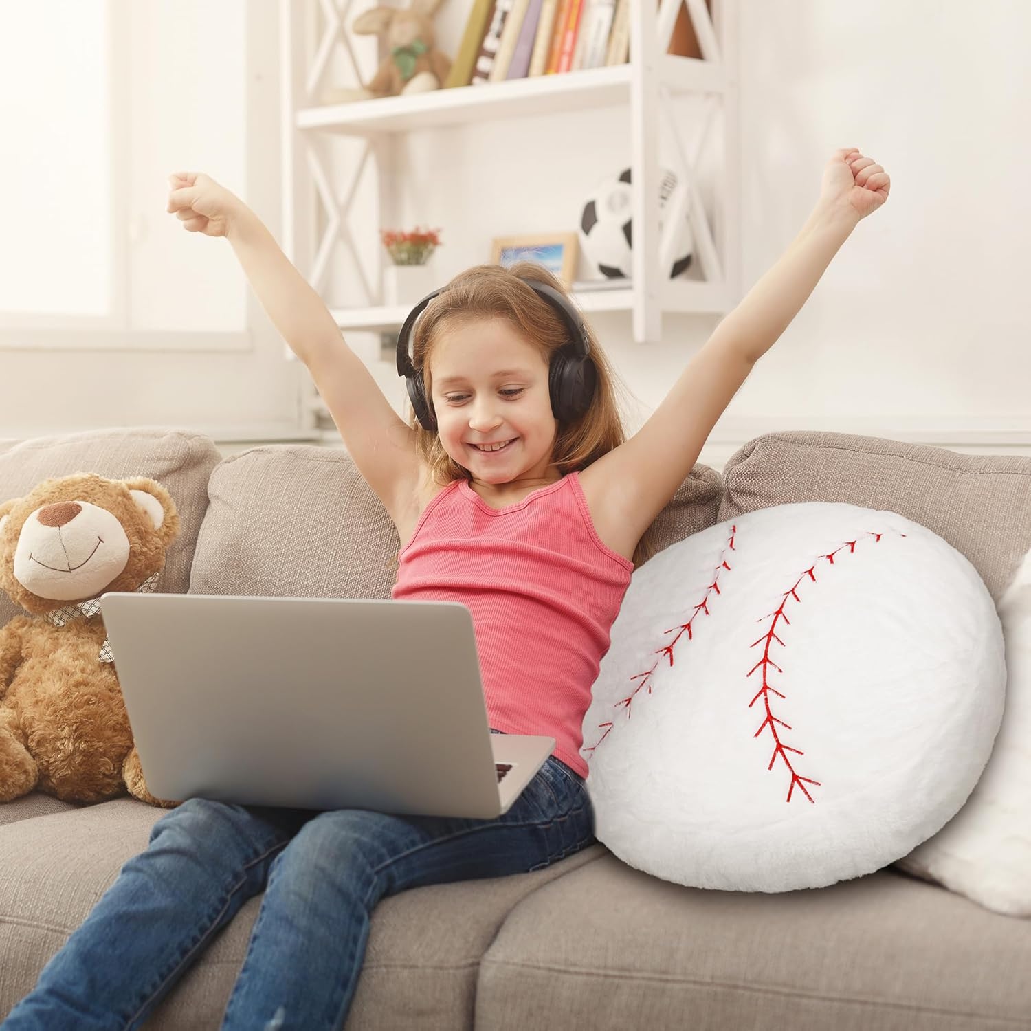 OurHonor 18 Inch Baseball Plush Pillow