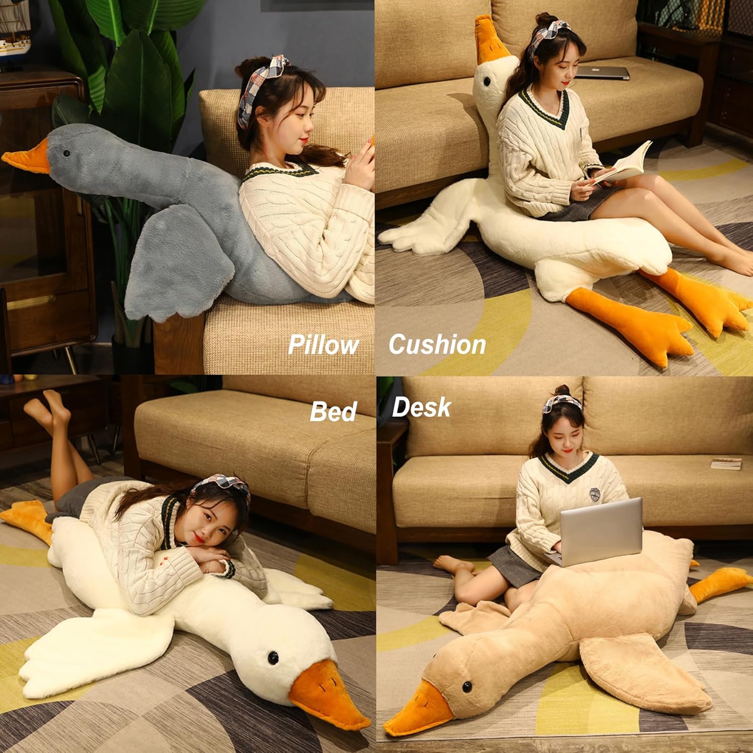 Giant White Goose Plush Pillow 748in