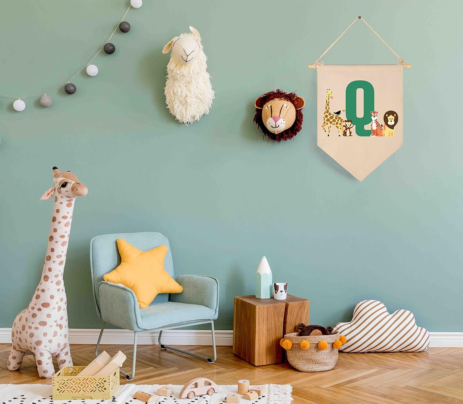 Personalized Woodland Animal Flag for Baby Boy Girl
