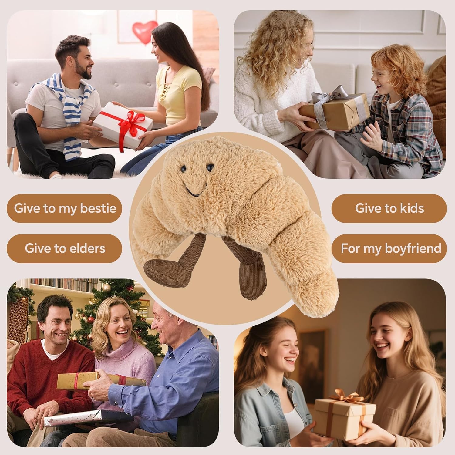 142 Inch Croissant Plush Toy - Soft Stuffed Animal Pillow