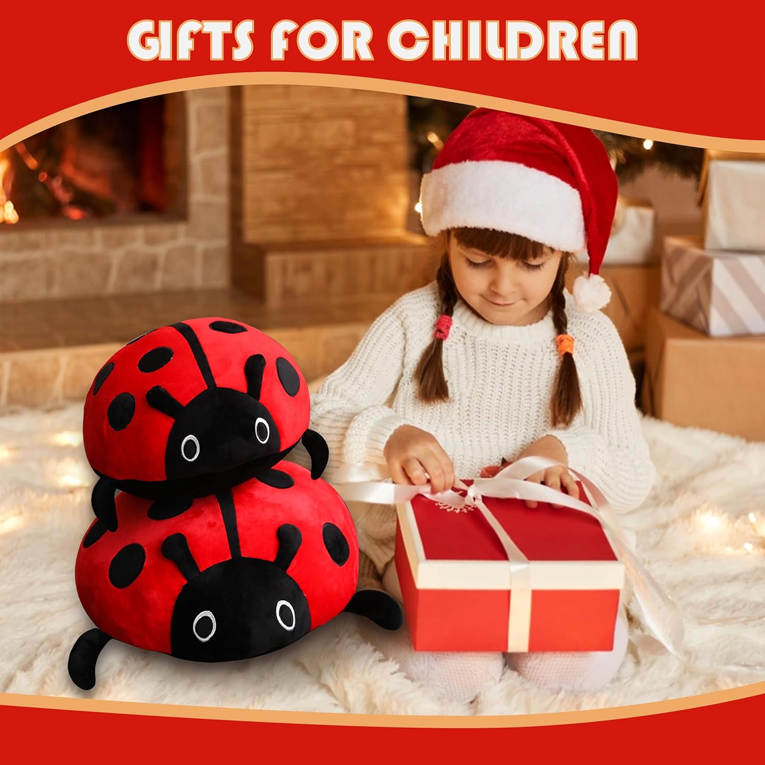 16 Inch Realistic Ladybug Plush Pillow