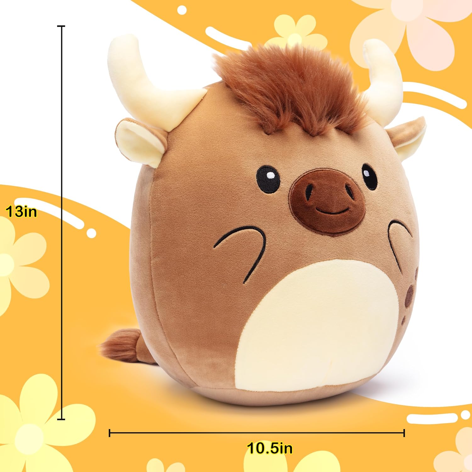 Large Scottish Cow Plush Pillow Toy 13 Inch Huggable