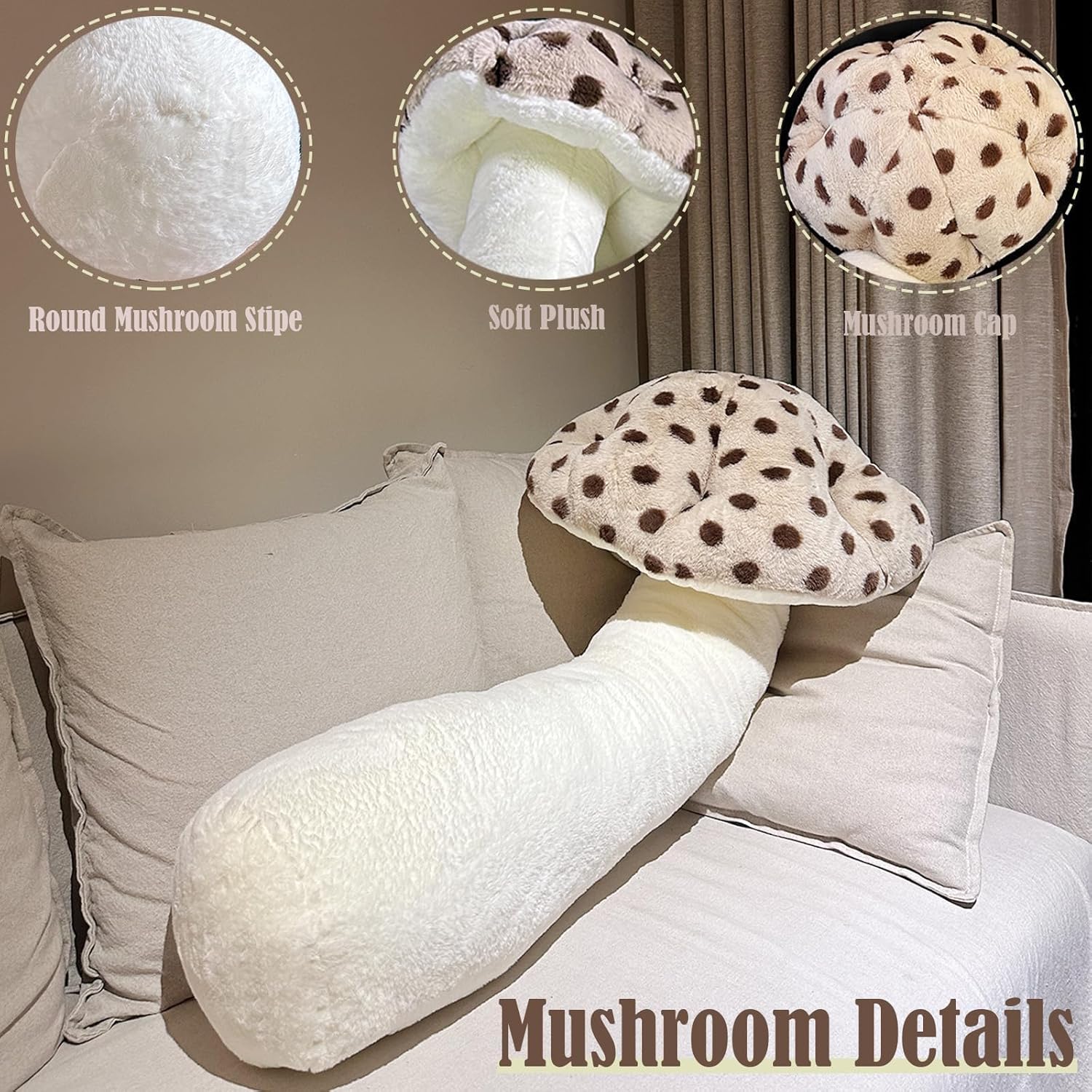 Hofun4U Mushroom Plush Pillow - Brown
