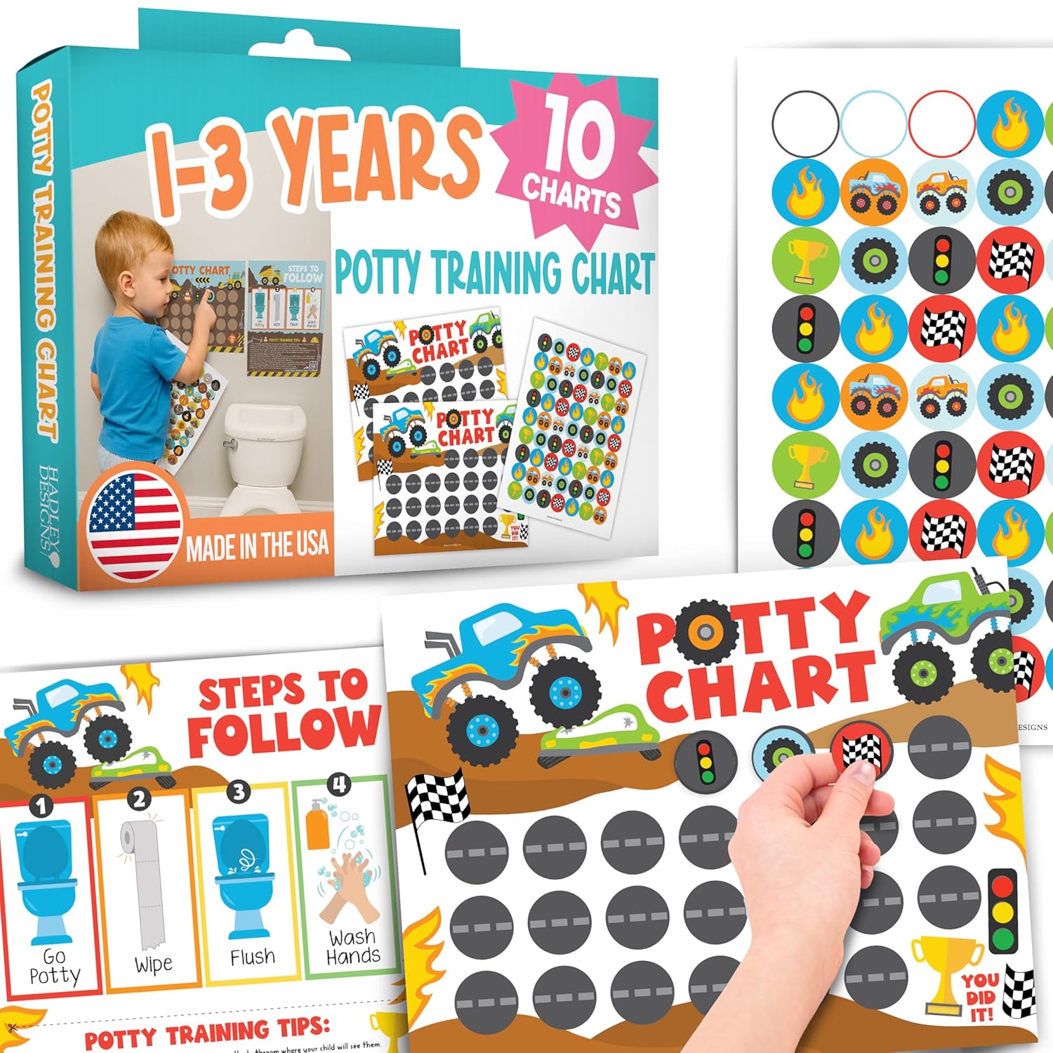 Hadley Designs Potty Training Chart for Toddlers Boys