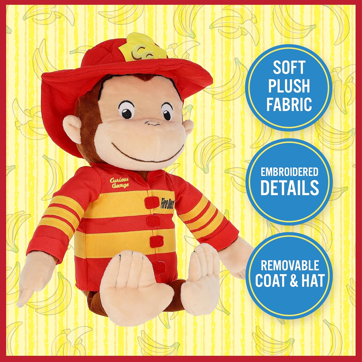 Curious George Fireman Plush Stuffed Animal Toy