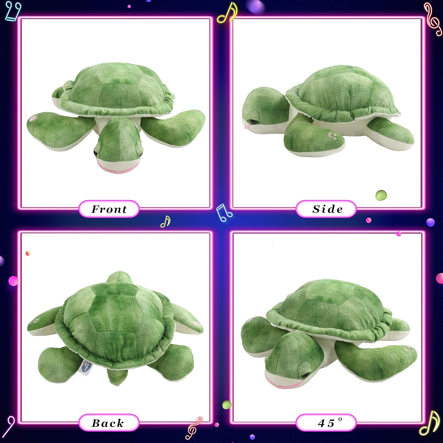 Glow Guards 14 Inch Musical Sea Turtle Plush Pillow